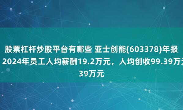 股票杠杆炒股平台有哪些 亚士创能(603378)年报：2024年员工人均薪酬19.2万元，人均创收99.39万元