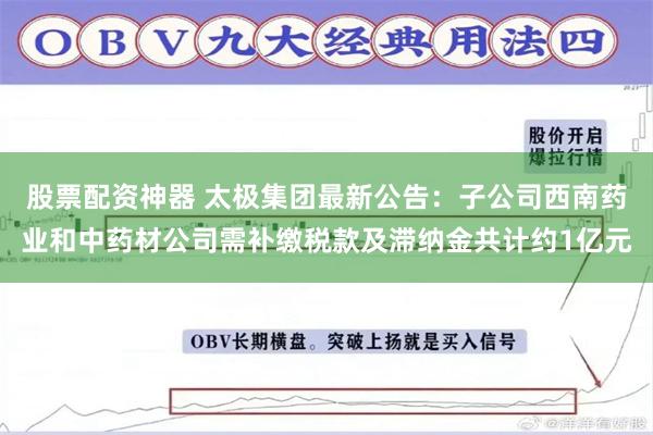 股票配资神器 太极集团最新公告：子公司西南药业和中药材公司需补缴税款及滞纳金共计约1亿元